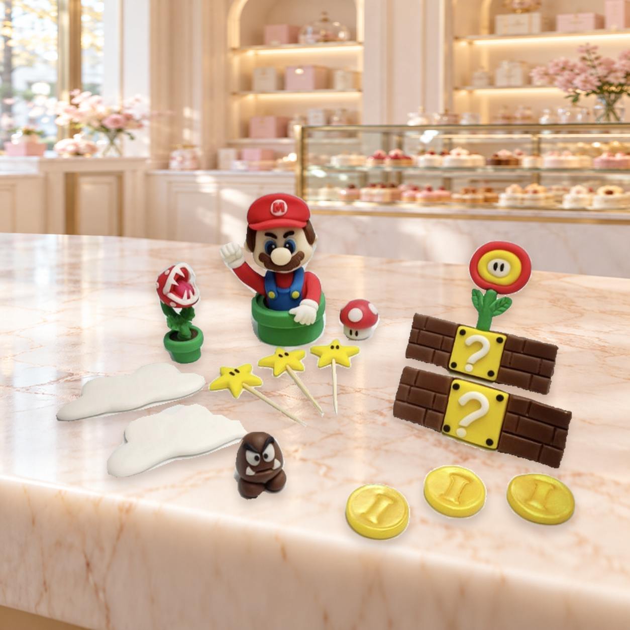 Zestaw figurek Super Mario Bros z masy cukrowej na tort